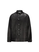 Load image into Gallery viewer, Black Leather Tang Suit Jacket