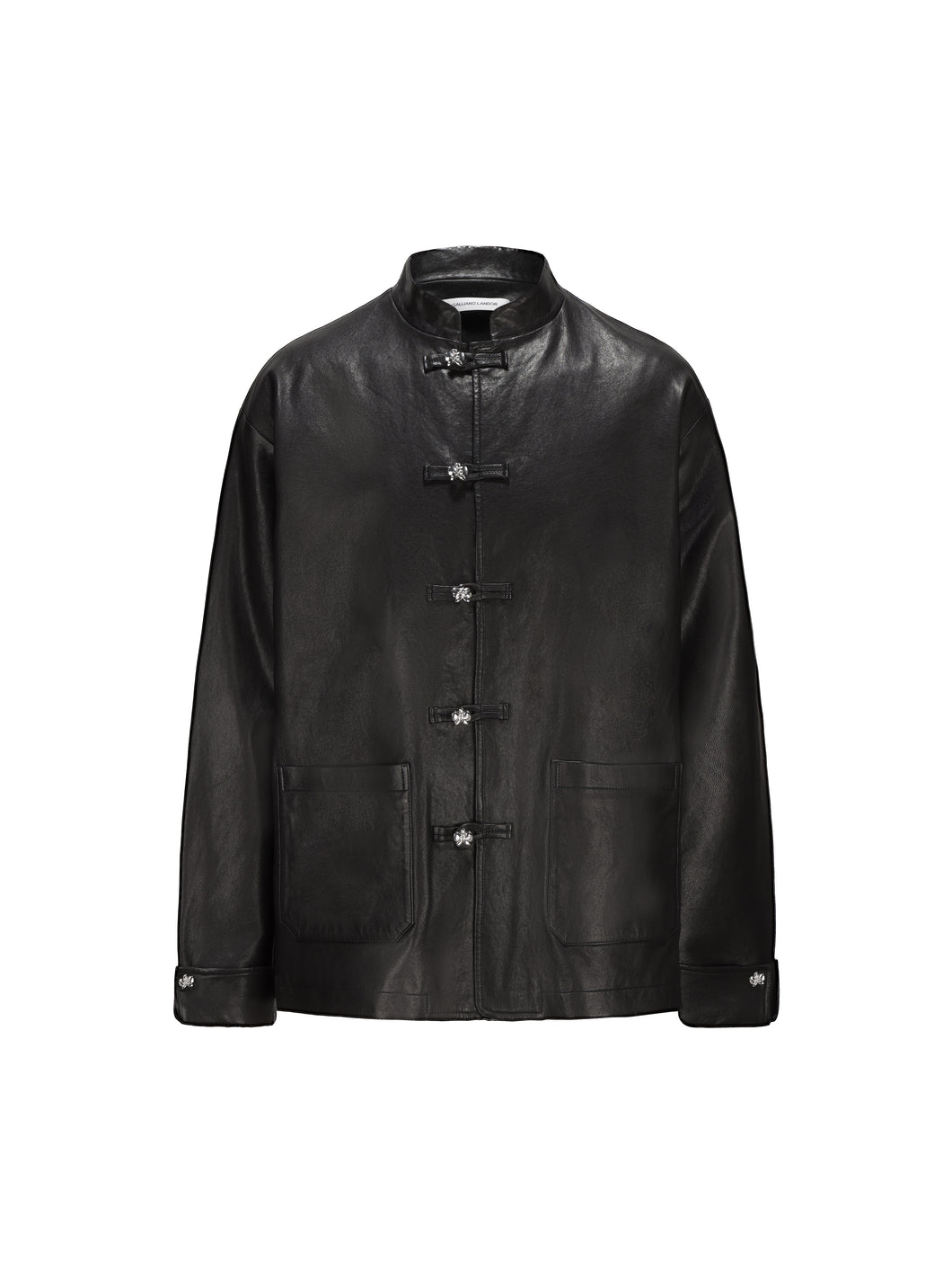 Black Leather Tang Suit Jacket