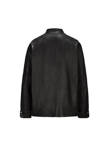 Black Leather Tang Suit Jacket