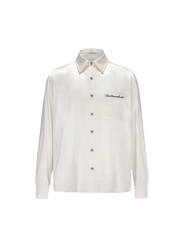 Cocount-Milk White Silk Long Sleeve Shirt