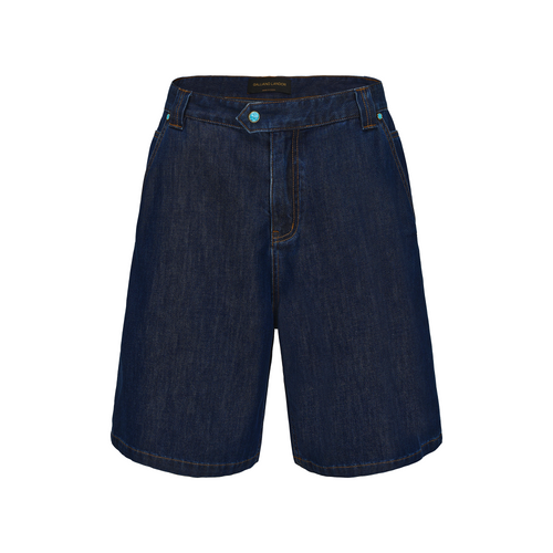 Dark Blue Silk Denim Shorts