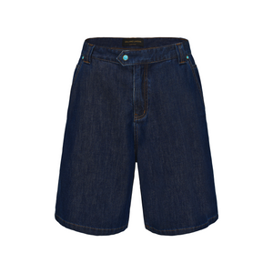 Dark Blue Silk Denim Shorts