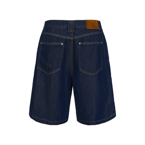 Dark Blue Silk Denim Shorts
