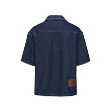 Load image into Gallery viewer, Dark Blue Silk Denim Short-Sleeve Shirt