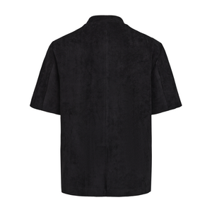 Black Corduroy Short Sleeve Chinese Tunic Suit