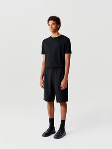 Black Tencel Linen Shorts