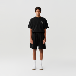 Black White Pearl Logo Shorts