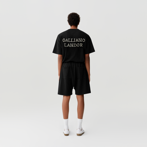 Black White Pearl Logo Shorts