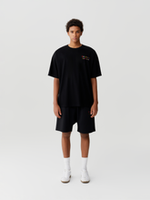 Load image into Gallery viewer, Black Rainbow Rhinestone Logo Shorts
