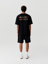 Load image into Gallery viewer, Black Rainbow Rhinestone Logo Shorts
