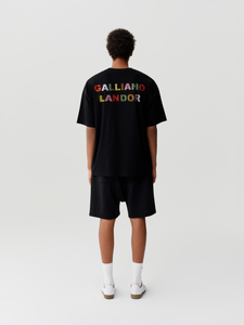 Black Rainbow Rhinestone Logo Shorts