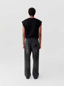 Black-Grey Sunset Washed Baggy Denim Jeans