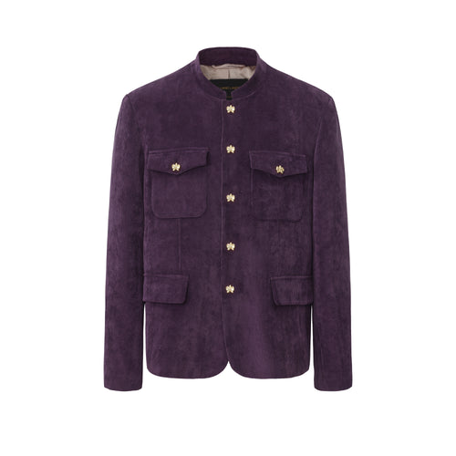 Violet Corduroy Chinese Tunic Suit
