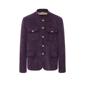 Violet Corduroy Chinese Tunic Suit
