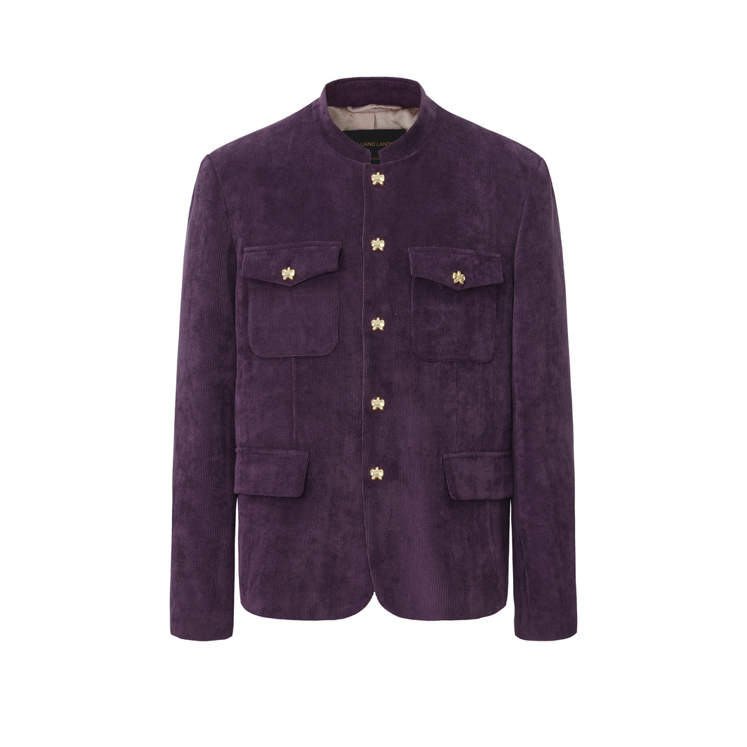 Violet Corduroy Chinese Tunic Suit
