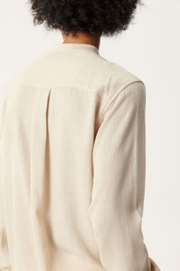 Beige Tencel Wool Band-collar Shirt