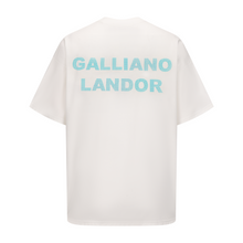 Load image into Gallery viewer, White Blue Rhinestone Logo T-shirt
