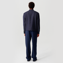 Load image into Gallery viewer, Dark Blue Wool Denim Chinese Tunic Suit