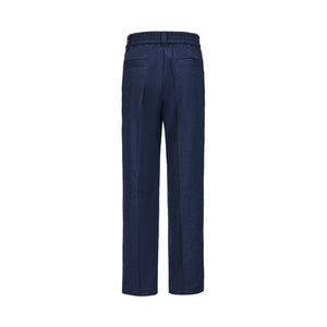 Navy Blue Wool Suit Pants