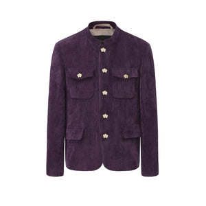 Violet Corduroy Chinese Tunic Suit