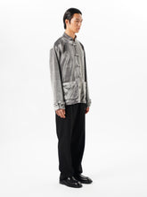 Load image into Gallery viewer, Jewel Button Mercury Gray Velvet Tang Suit Jacket