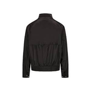 Black Silk Nylon Harrington Jacket