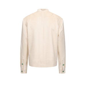 Cream White Acetic Acid Velvet Chinese Tunic Suit