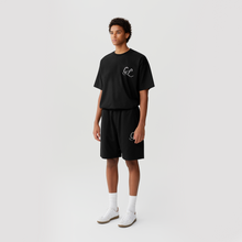 Load image into Gallery viewer, Black White Rhinestone Logo Shorts