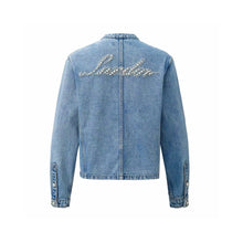 Load image into Gallery viewer, Light Blue Pearl Wash Denim Long-Sleeve Zhongshan Jacket