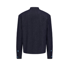 Load image into Gallery viewer, Dark Blue Wool Denim Chinese Tunic Suit