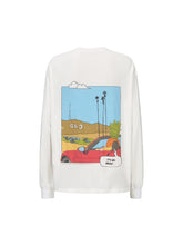 Load image into Gallery viewer, White Retro Sports Car Print Long-Sleeve T-Shirt