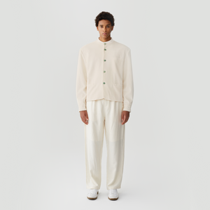 Cream White Acetic Acid Velvet Chinese Tunic Suit