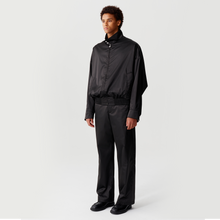 Load image into Gallery viewer, Black Silk Nylon Harrington Jacket