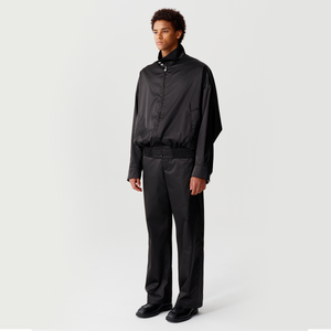 Black Silk Nylon Harrington Jacket