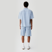 Load image into Gallery viewer, Light Blue Silk Denim Short-Sleeve Shirt