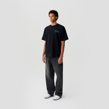 Load image into Gallery viewer, Black Blue Rhinestone Logo T-shirt
