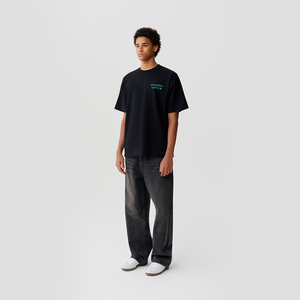 Black Blue Rhinestone Logo T-shirt