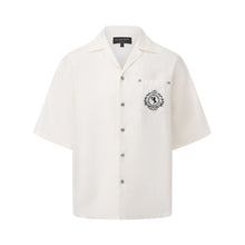 Load image into Gallery viewer, Cream White Waxed Finish Silk-Linen Short-Sleeve Shirt
