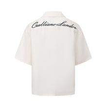 Load image into Gallery viewer, Cream White Waxed Finish Silk-Linen Short-Sleeve Shirt