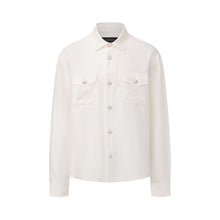 Load image into Gallery viewer, Cream White Waxed Finish Silk-Linen Panel Long-Sleeve Shirt