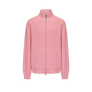 Pink Orchid Zipper Knitting Cardigan
