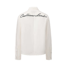 Load image into Gallery viewer, Cream White Waxed Finish Silk-Linen Panel Long-Sleeve Shirt