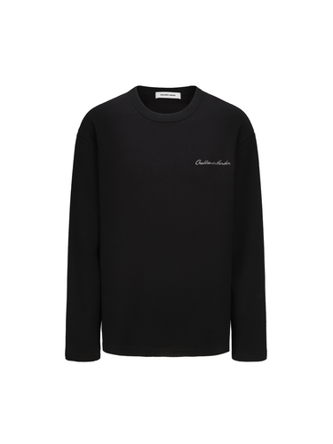 Black Waffle-Knit Long Sleeve T-Shirt