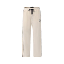 Load image into Gallery viewer, Cream White and Blue Velvet Panel Pants