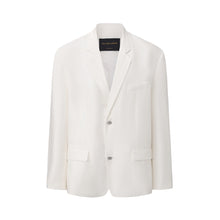Load image into Gallery viewer, Cream White Tencel Blend with Silk Panel Casual Blazer