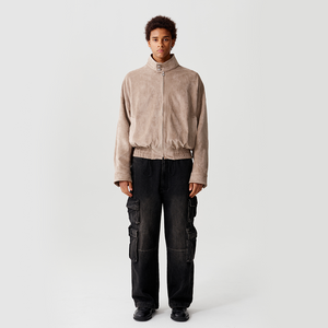 Desert Brown Suede Harrington Jacket