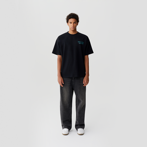 Black Blue Rhinestone Logo T-shirt
