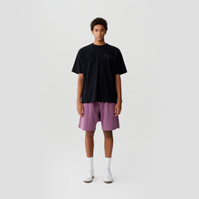 Load image into Gallery viewer, Black Purple Rhinestone Logo T-shirt