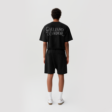 Load image into Gallery viewer, Black White Rhinestone Logo Shorts