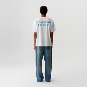 White Blue Rhinestone Logo T-shirt